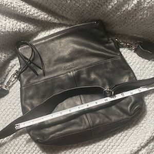 Margot Black Leather Multi-Pocket Crossbody